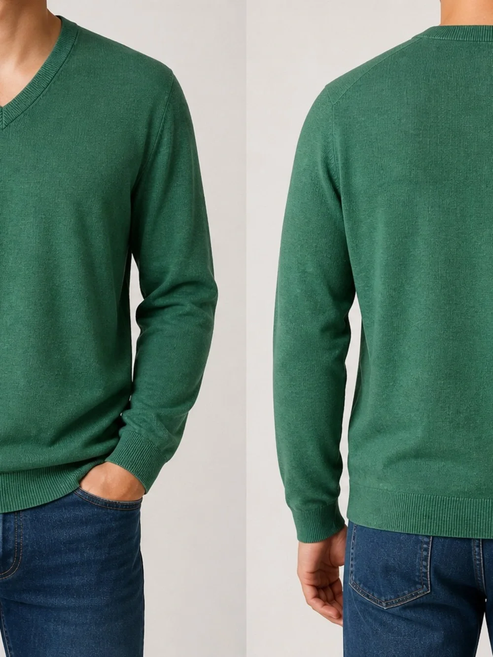 Brooks Brothers Green V-Neck Cashmere-Blend Sweater - Picture 9 of 9